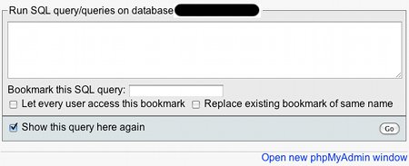SQL Query Screen on phpMyAdmin